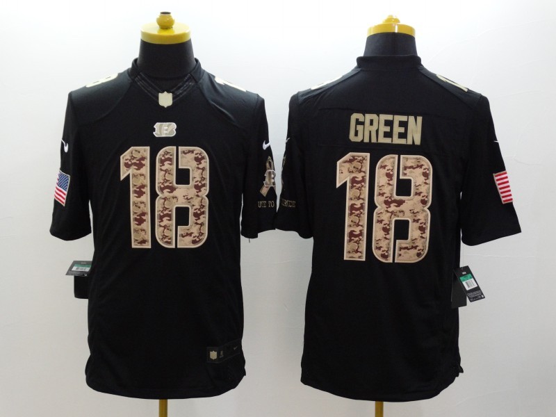 Men's Cincinnati Bengals A.J. Green #18 Black Team Jersey